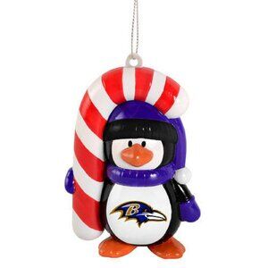 NFL Baltimore Ravens Penguin Christmas Ornament Candy Cane Design NEW